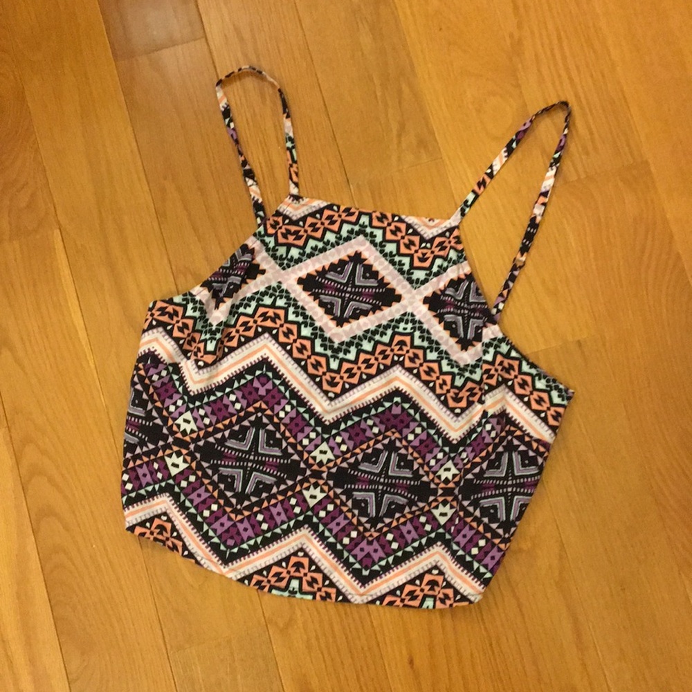 Tribal Print Open Back Crop Top